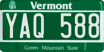 VT license plate YAQ588