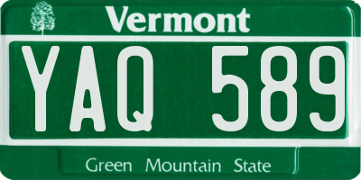 VT license plate YAQ589