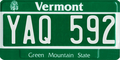 VT license plate YAQ592