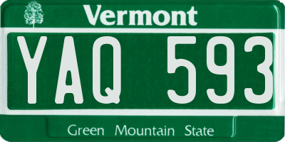 VT license plate YAQ593