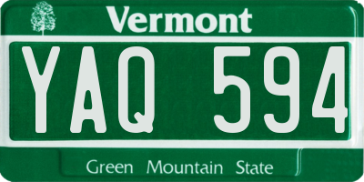 VT license plate YAQ594