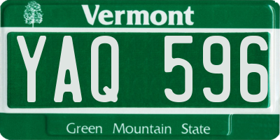 VT license plate YAQ596