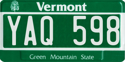 VT license plate YAQ598
