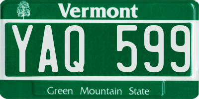 VT license plate YAQ599