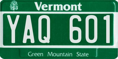 VT license plate YAQ601