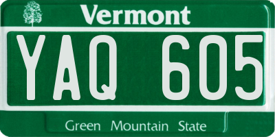 VT license plate YAQ605