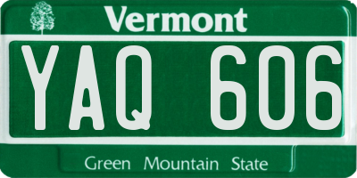 VT license plate YAQ606