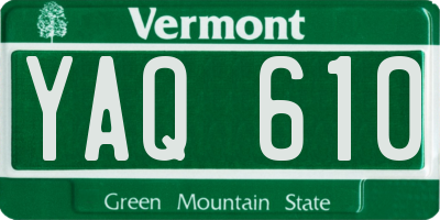 VT license plate YAQ610