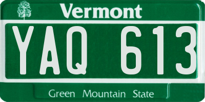 VT license plate YAQ613