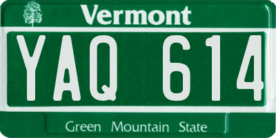 VT license plate YAQ614