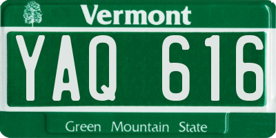 VT license plate YAQ616