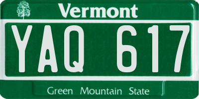 VT license plate YAQ617