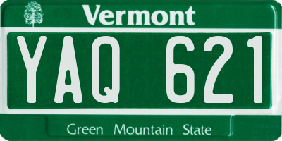 VT license plate YAQ621