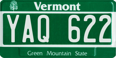 VT license plate YAQ622