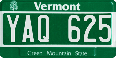 VT license plate YAQ625
