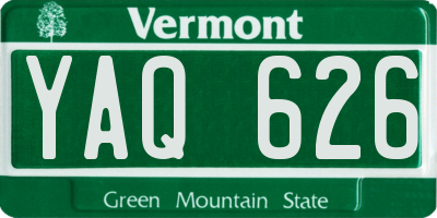 VT license plate YAQ626
