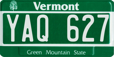 VT license plate YAQ627