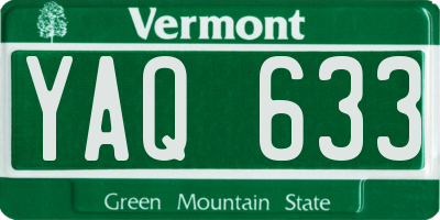 VT license plate YAQ633