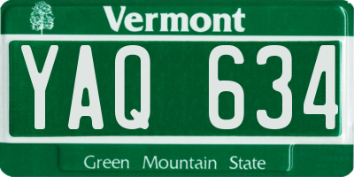 VT license plate YAQ634