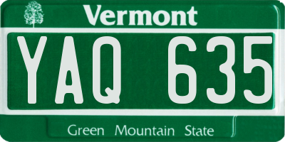 VT license plate YAQ635