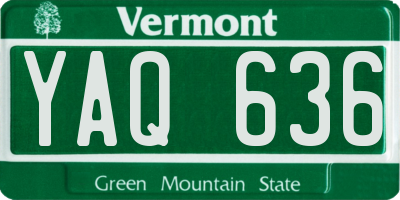 VT license plate YAQ636