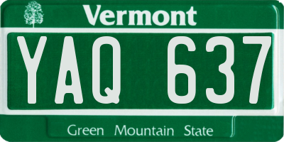 VT license plate YAQ637