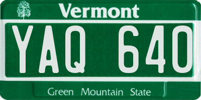VT license plate YAQ640