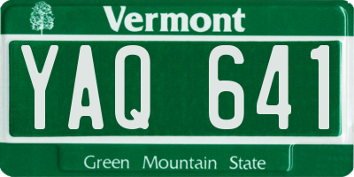 VT license plate YAQ641