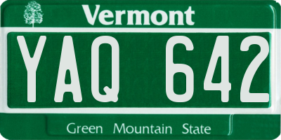 VT license plate YAQ642