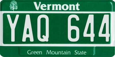 VT license plate YAQ644