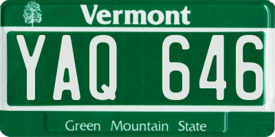 VT license plate YAQ646