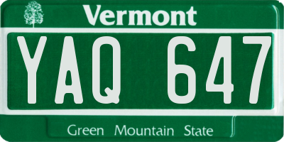 VT license plate YAQ647