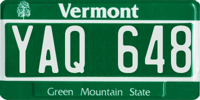 VT license plate YAQ648