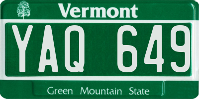 VT license plate YAQ649