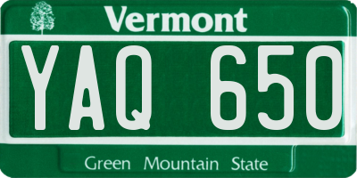VT license plate YAQ650