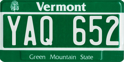 VT license plate YAQ652