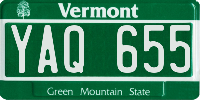 VT license plate YAQ655