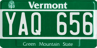 VT license plate YAQ656