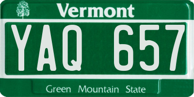 VT license plate YAQ657