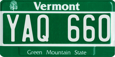 VT license plate YAQ660