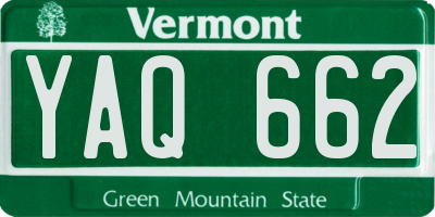 VT license plate YAQ662
