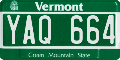VT license plate YAQ664