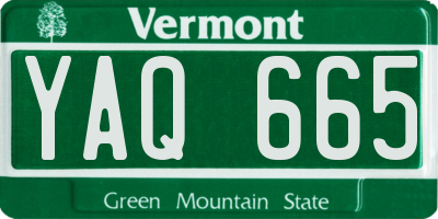 VT license plate YAQ665