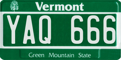 VT license plate YAQ666