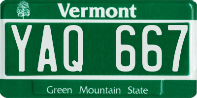 VT license plate YAQ667