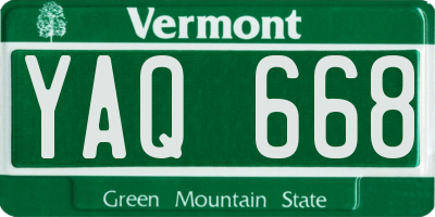 VT license plate YAQ668
