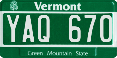 VT license plate YAQ670