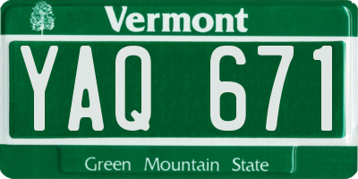 VT license plate YAQ671