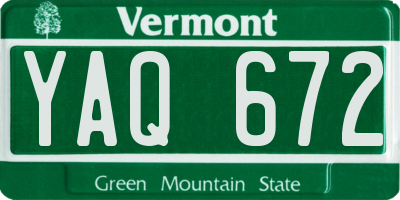 VT license plate YAQ672