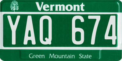 VT license plate YAQ674